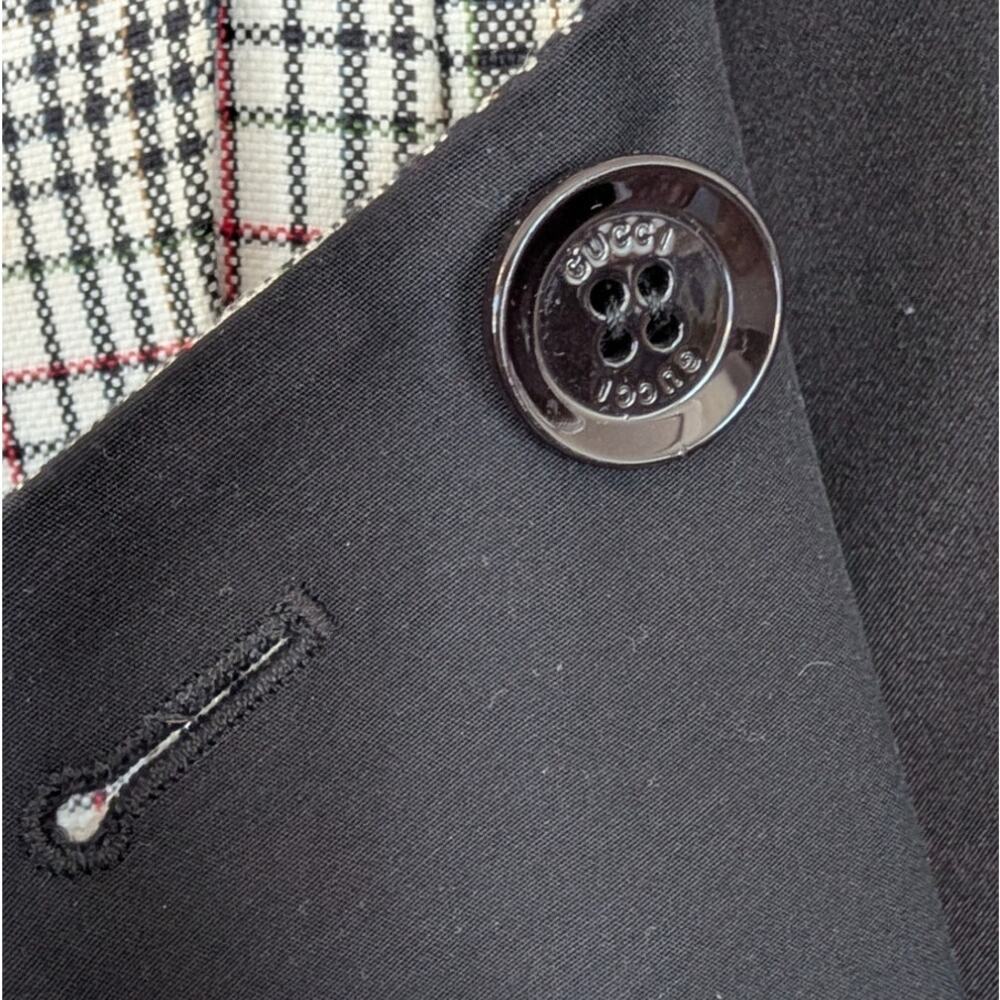 Gucci Double-breasted Long Coat Womens IT40/US 4 Authentic Checked 3/4 Sleeve - Picture 5 of 13
